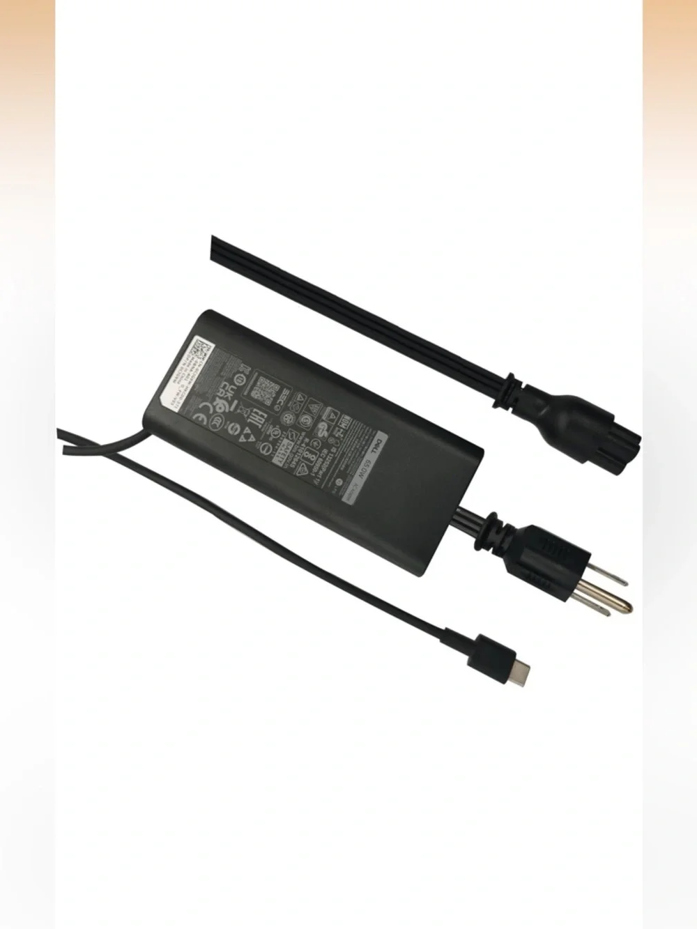 Dell Black USB-C Laptop Power Adapter with Detachable AC Cord